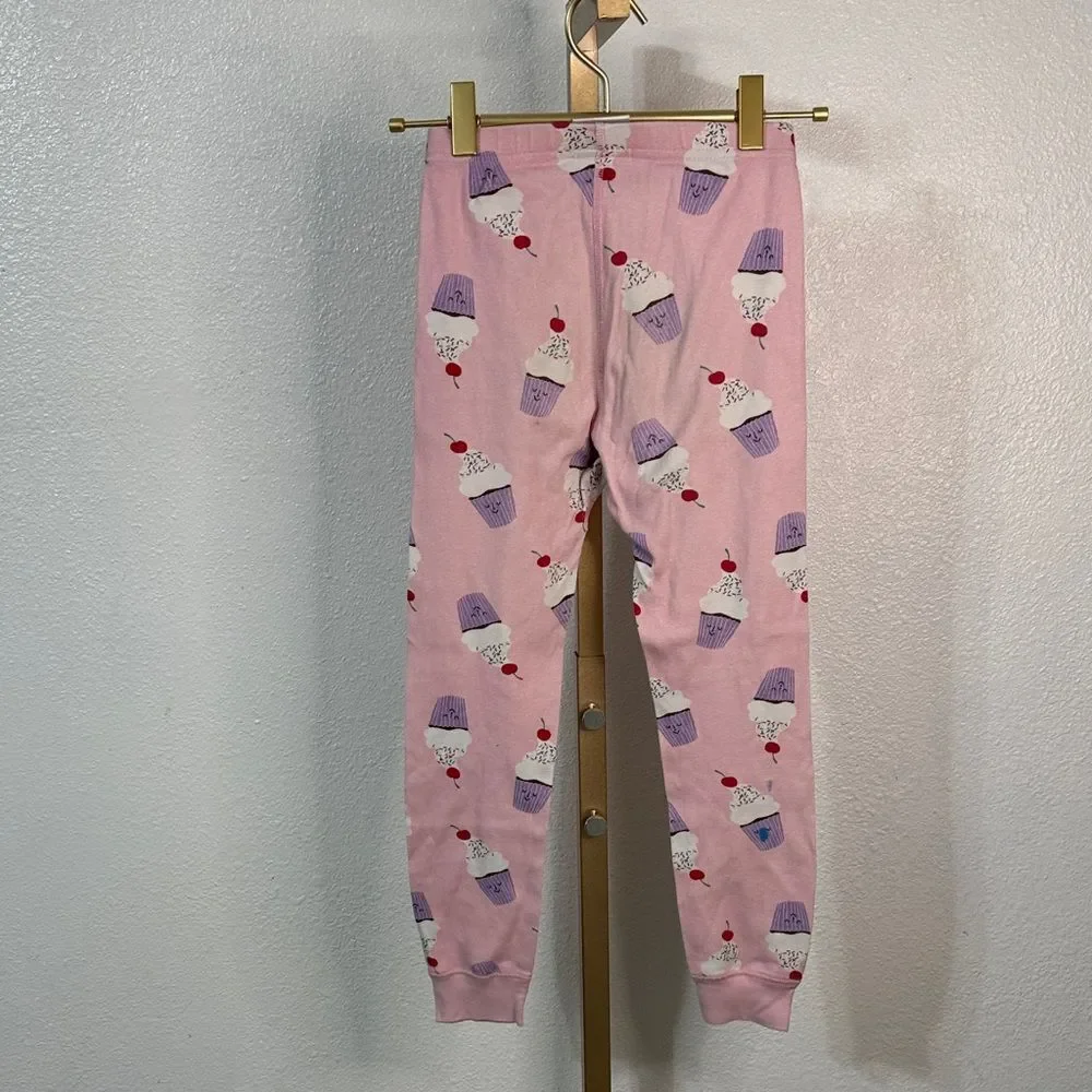 Hanna Andersson Pink Pajama Bottoms with Cupcake Print- Size 6-7